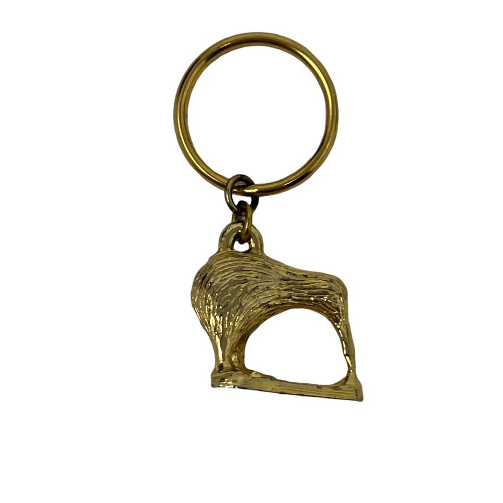 Vintage Kiwi Keychain Gold Tone‎ Animal Key Rings